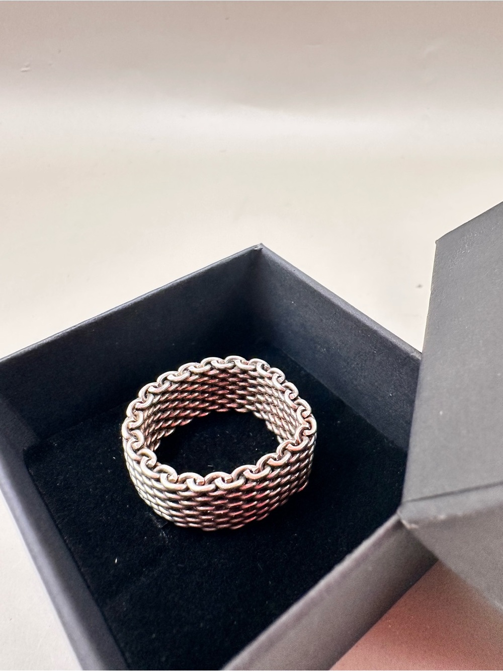 Tiffany & Co. Somerset Mesh Sterling Silver 925 Ring Size 9